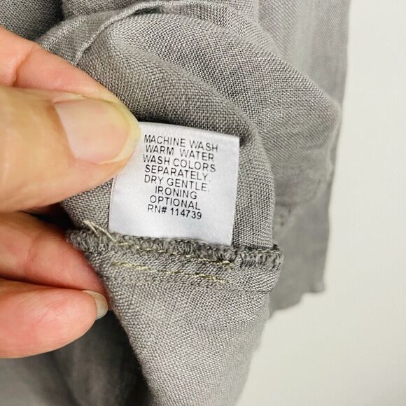 FLAX 100% Linen Scoop Neck Top Women's XS Gray Oversized Lagenlook Minimalist - Picture 9 of 9